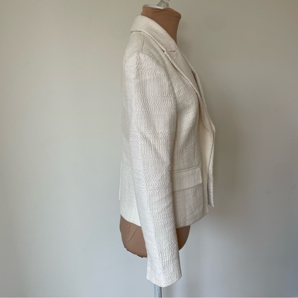 Theory Cotton Textured Brince Newdale Bonded Warm Ivory Blazer H0104108 EUC Sz 2 - Picture 6 of 12